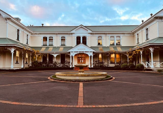 Mission Estate Winery in Hawke's Bay - historic colonial building with fountain